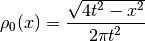 \rho_0(x) = \frac{\sqrt{4t^2 - x^2}}{2\pi t^2}