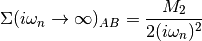 \Sigma(i\omega_n\rightarrow \infty)_{AB} = \frac{M_2}{2(i\omega_n)^2}